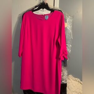 CeCe Vibrant Pink Long Sleeve Dress
